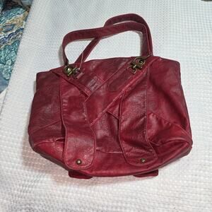 BIG BUDDHA RED LEATHER XL SATCHEL BAG